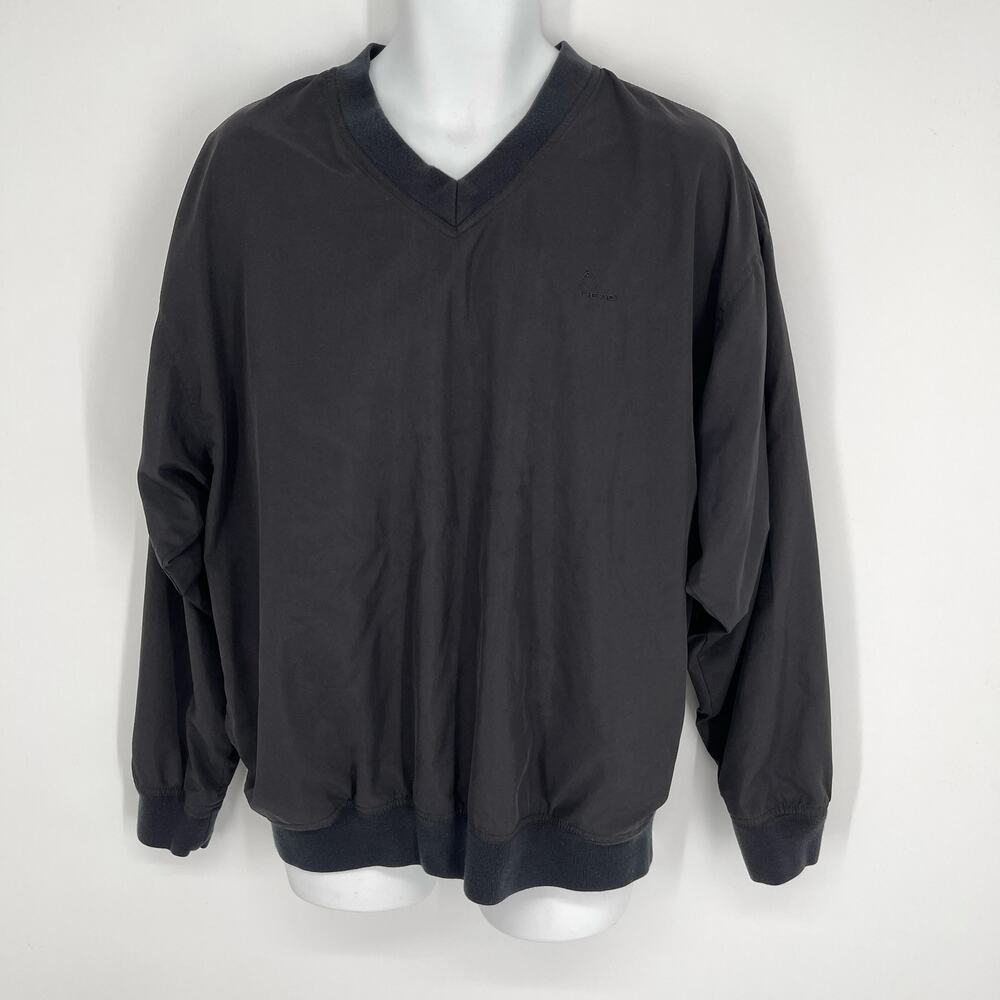 HEAD Mesh Lined Pullover Top Mens M Black V-Neck Pockets Activewear Lightweight